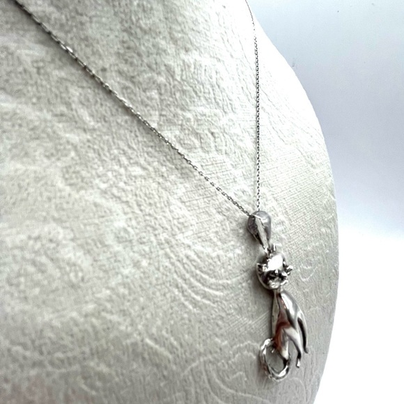 Cat with fish Pendant Adorable cat /kitten necklace Large Oversized Cat 18” - Picture 4 of 12